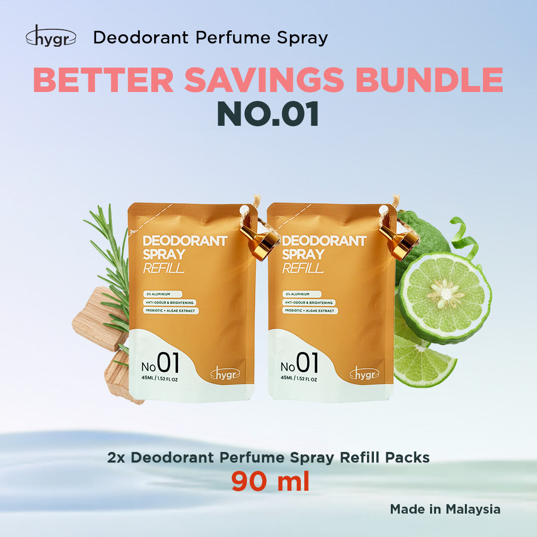 HYGR Natural Refillable Deodorant Spray Perfume|Long-Lasting Odour Control|Gentle on Skin|Fresh, Clean Daily Body Scent
