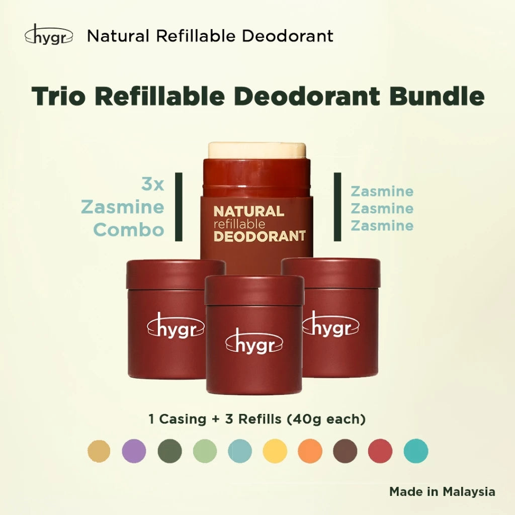HYGR 3x 40g Natural Deodorants Refill Tubs Bundle Pewangi Ketiak Bahan Semula Jadi Tahan Lama