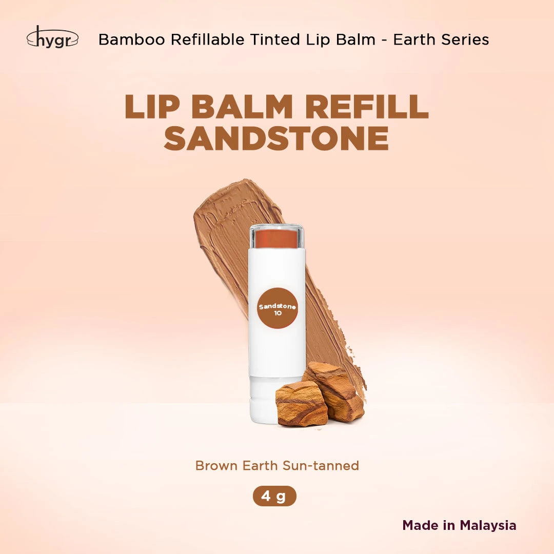 HYGR Bamboo Refillable Natural Tinted Lip Balm Hyaluronic Acid - Earth Series