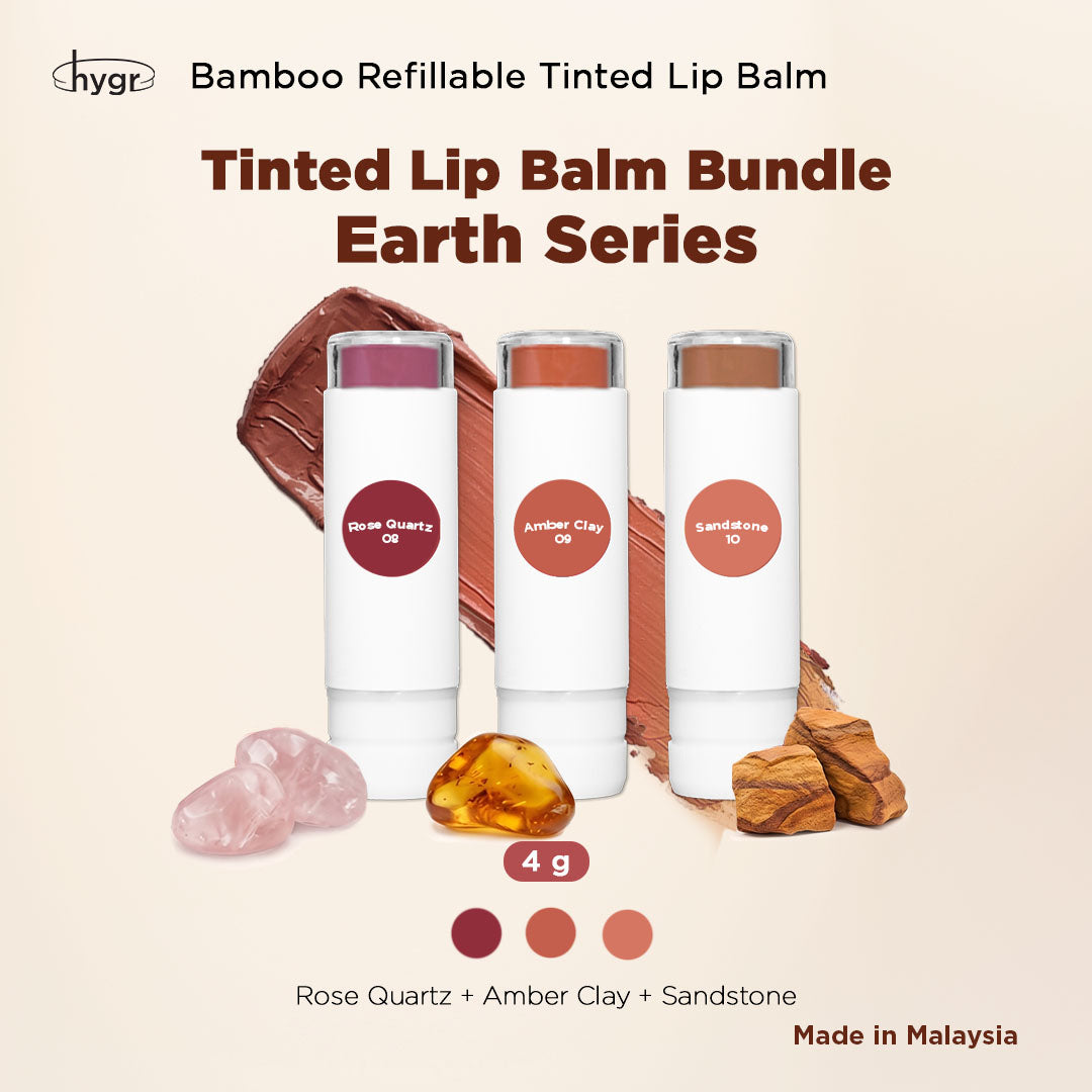 HYGR Bamboo Refillable Natural Tinted Lip Balm Hyaluronic Acid - Earth Series