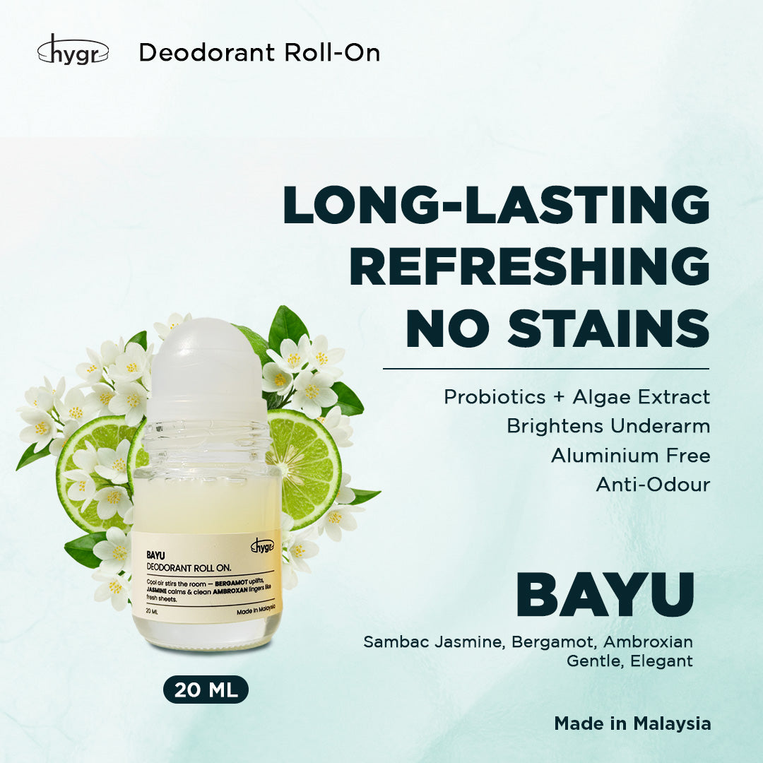 HYGR Deodorant Roll-On|Long-Lasting Odour Control|Gentle on Skin|Fresh, Clean Daily Body Scent | Easy to use