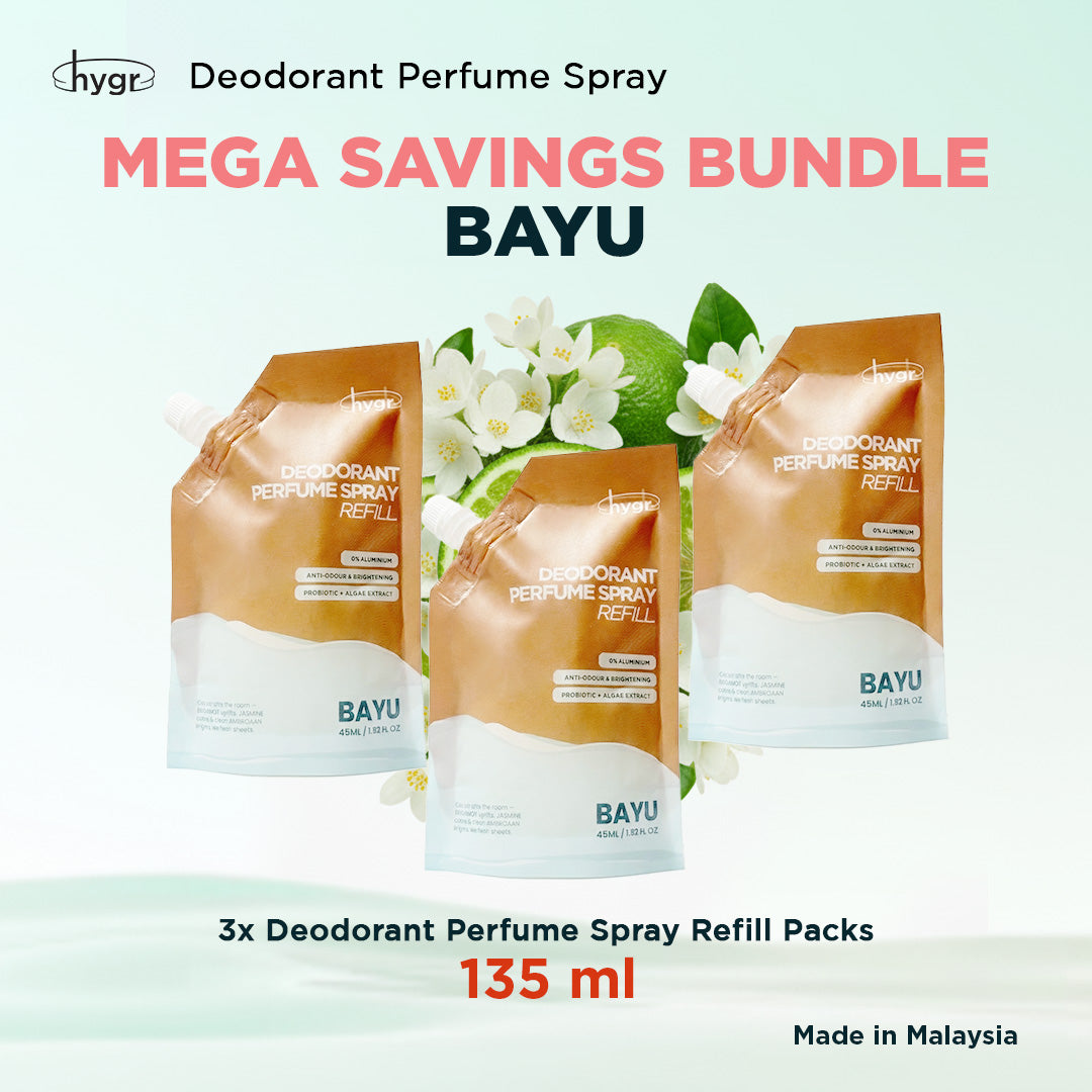 HYGR Natural Refillable Deodorant Spray Perfume|Long-Lasting Odour Control|Gentle on Skin|Fresh, Clean Daily Body Scent