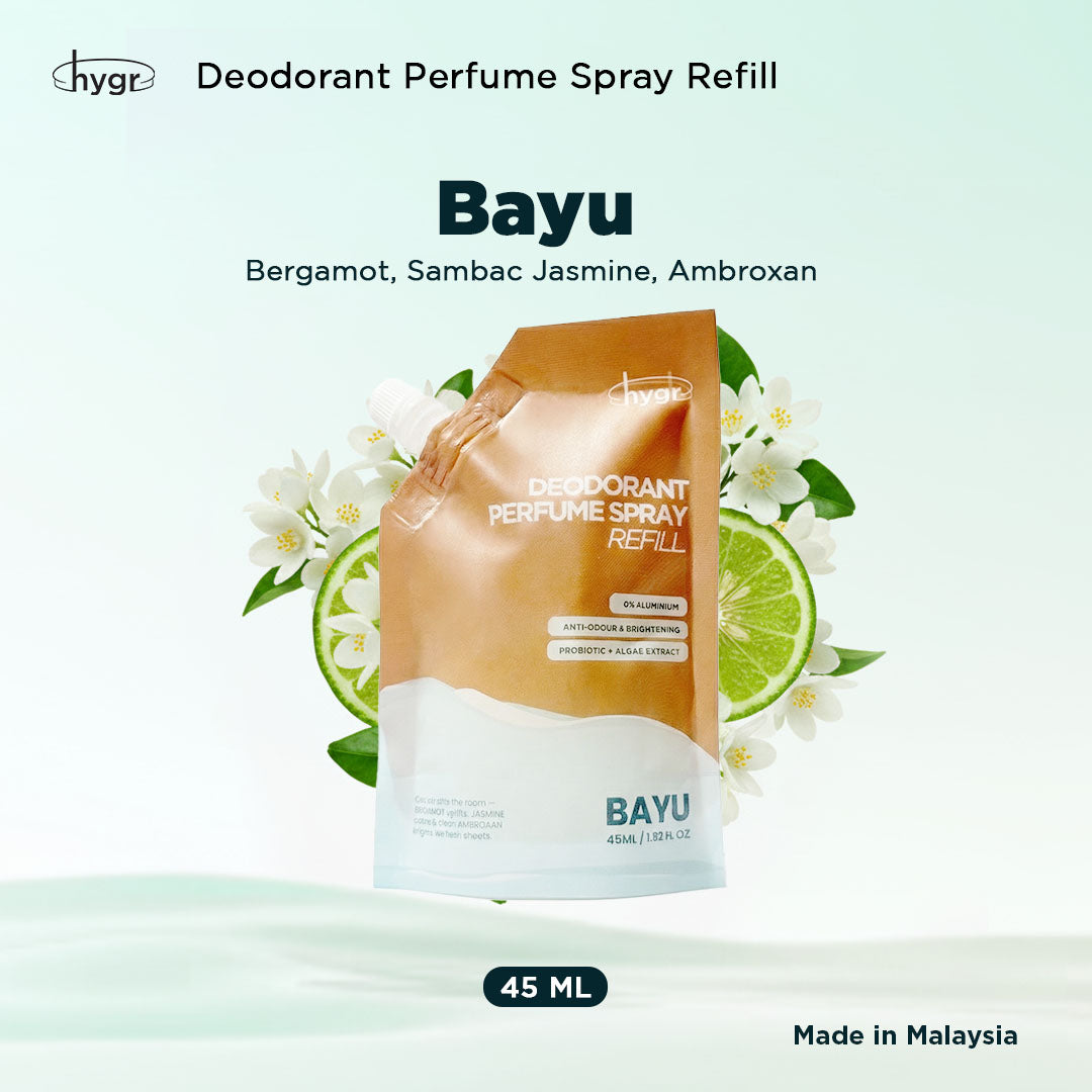 HYGR Natural Refillable Deodorant Spray Perfume|Long-Lasting Odour Control|Gentle on Skin|Fresh, Clean Daily Body Scent
