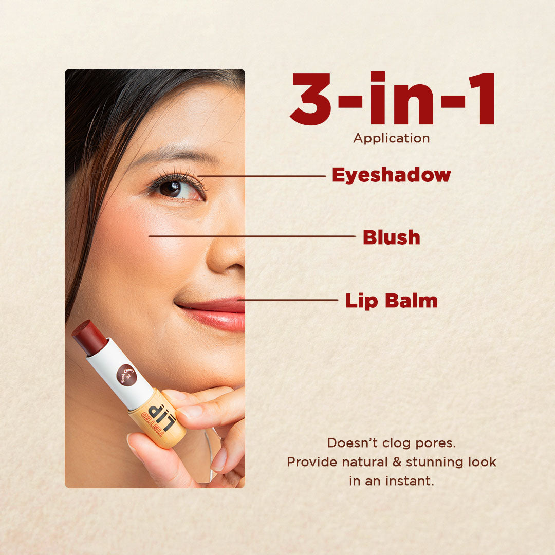 HYGR Bamboo Refillable Natural Tinted Lip Balm (4g) Hyaluronic Acid | Dry Lips | Natural SPF Protection