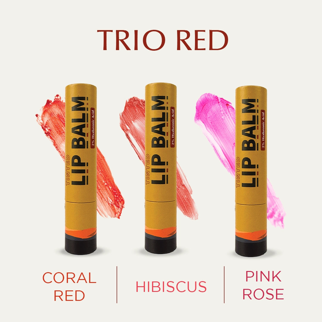 Trio Red Tinted Lip Balm Bundle