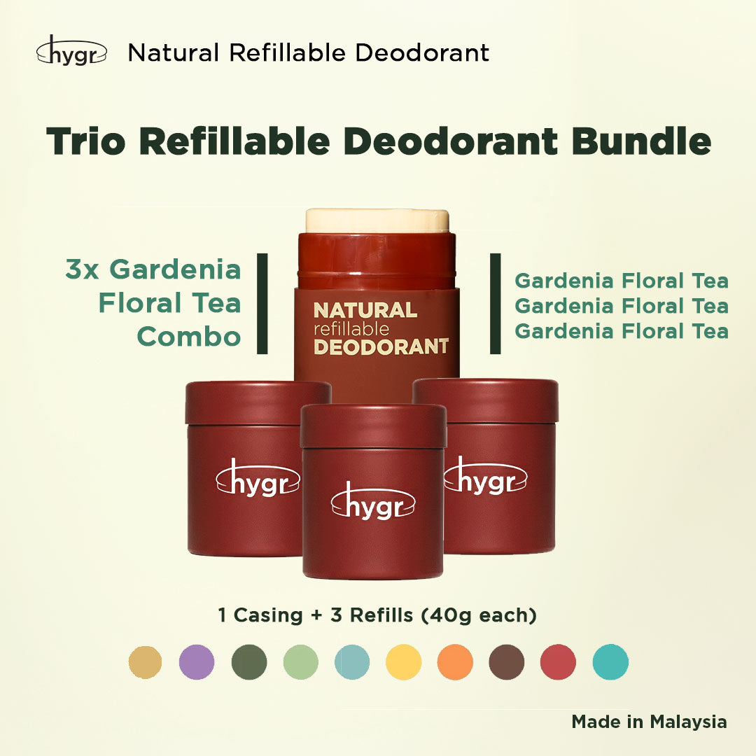 HYGR 3x 40g Natural Deodorants Refill Tubs Bundle Pewangi Ketiak Bahan Semula Jadi Tahan Lama