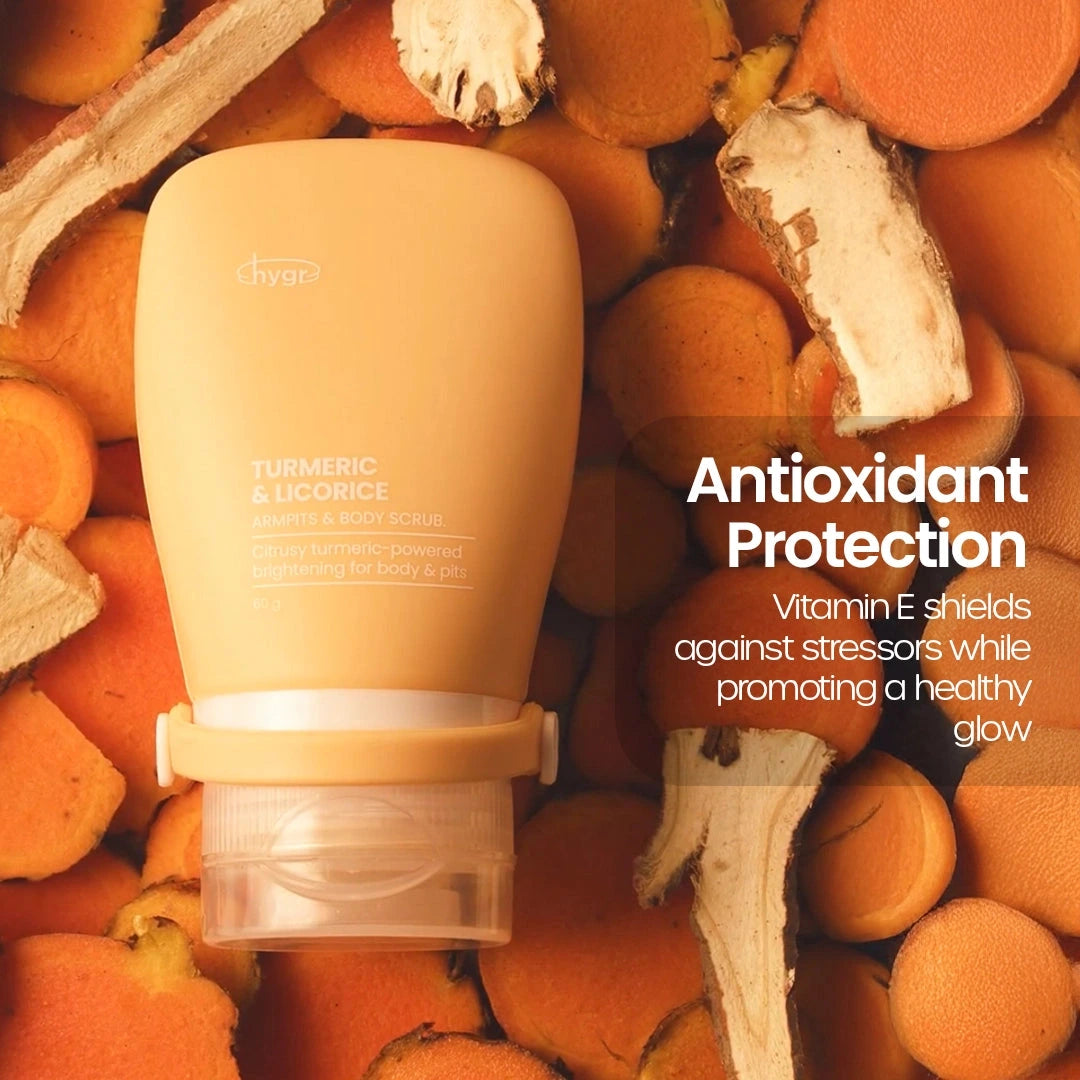 HYGR Turmeric & Licorice Armpit & Body Scrub - antioxidant protection with vitamin E