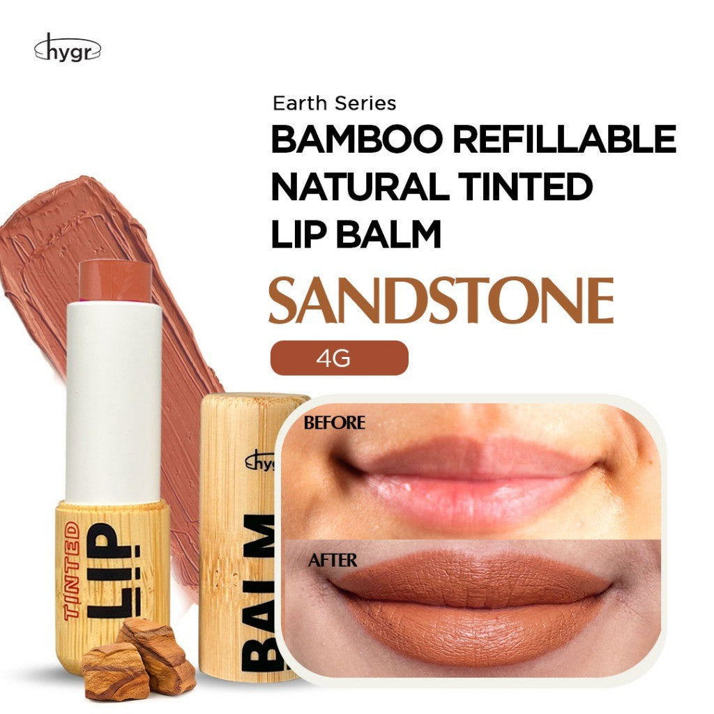 HYGR Bamboo Refillable Natural Tinted Lip Balm - Sandstone