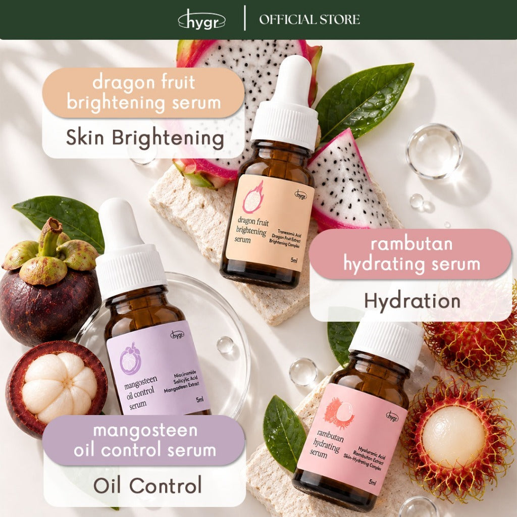 HYGR Fruit Lab Serum (5ml) | Rambutan Hydrating, Dragon Fruit Brightening & Mangosteen Oil Control