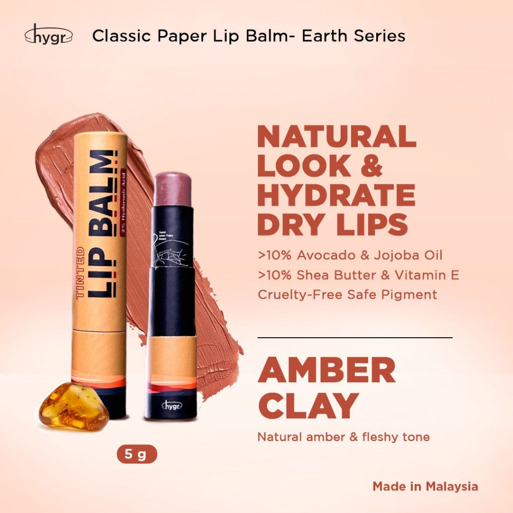 HYGR Natural Tinted Lip Balm - Amber Clay