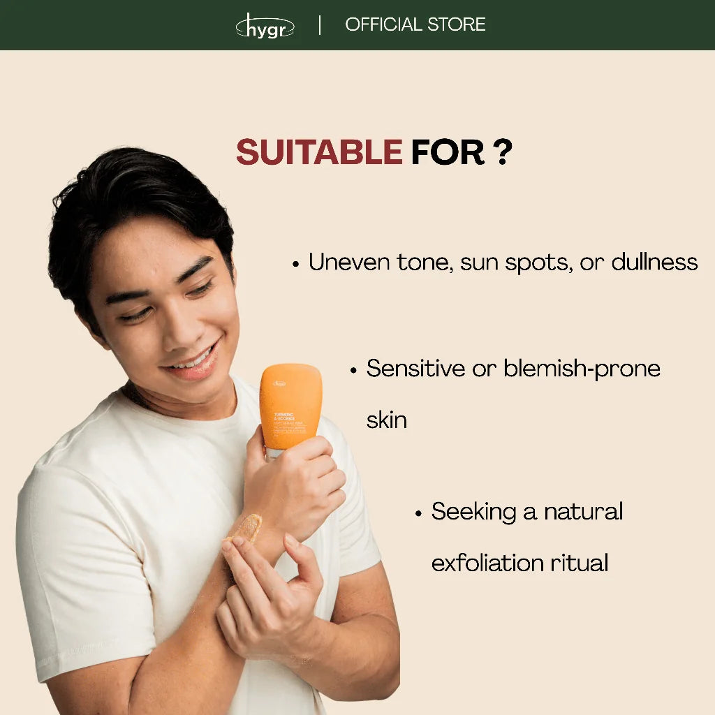 HYGR Turmeric & Licorice Armpits & Body Scrub - suitable for uneven tone, dullness and sensitive skin
