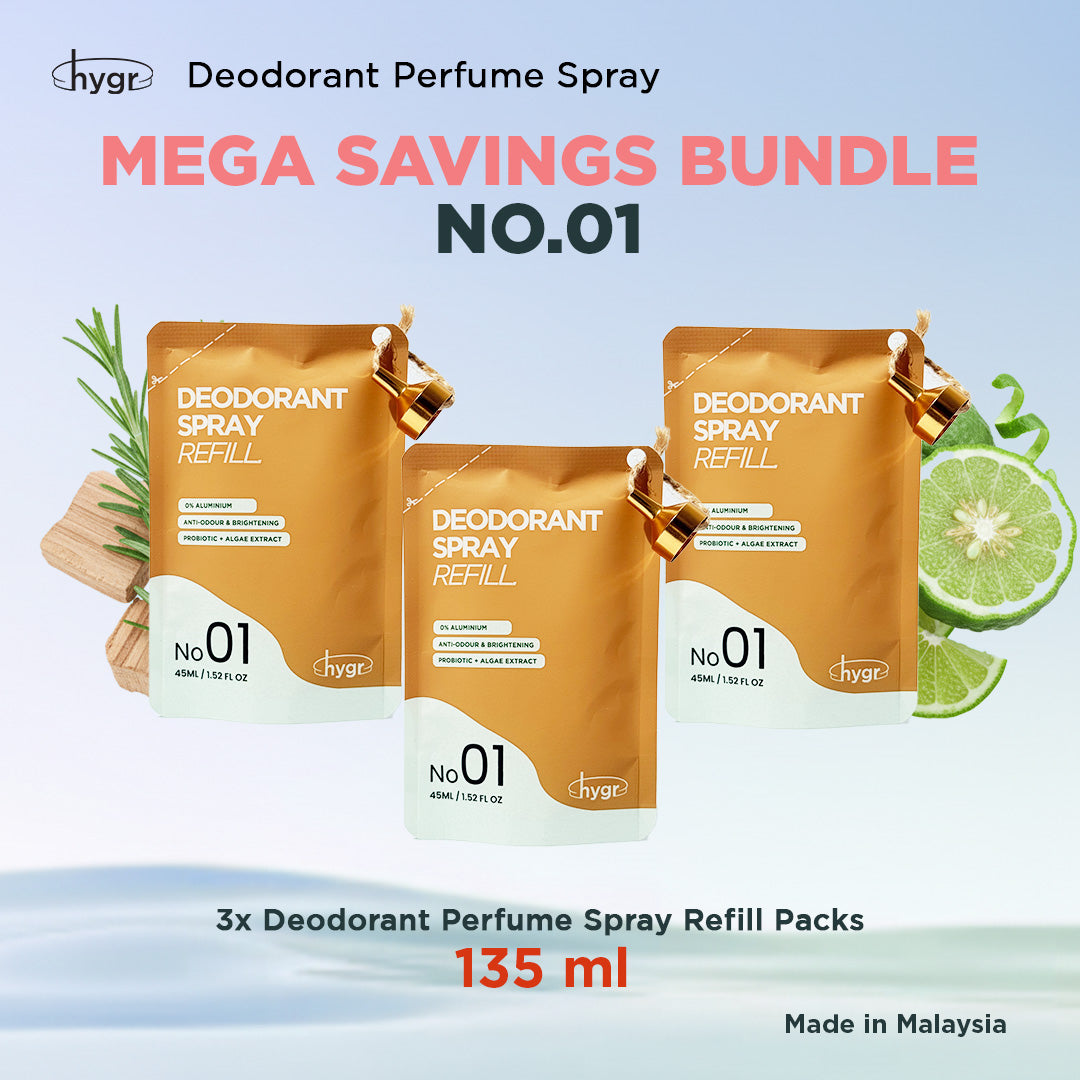 HYGR Natural Refillable Deodorant Spray Perfume｜Long-Lasting Odour Control｜Gentle on Skin｜Fresh, Clean Daily Body Scent