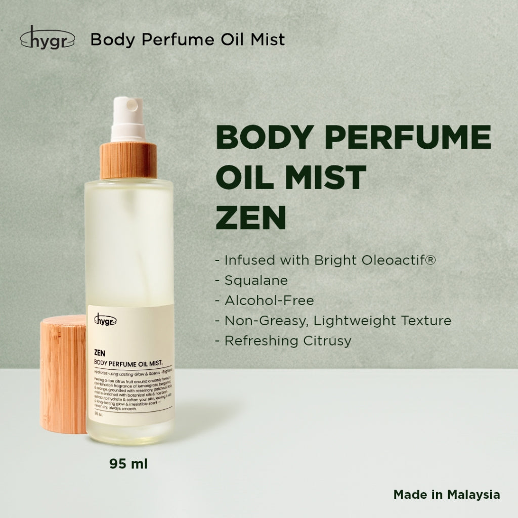 HYGR Body Oil 95ml & Roll-On 8ml | Hydration Smoothen Skin Brighten Skin Lotion Scented Oil
