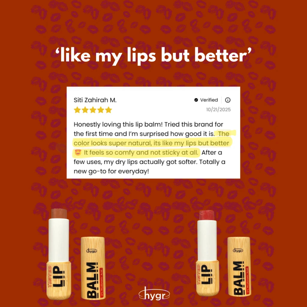 [11.11 Sale] HYGR 2x Natural Tinted Lip Balm Refill (4g) + FREE Bamboo Casing | 2% Hyaluronic Acid