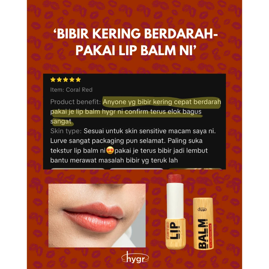 [11.11 Sale] HYGR 2x Natural Tinted Lip Balm Refill (4g) + FREE Bamboo Casing | 2% Hyaluronic Acid