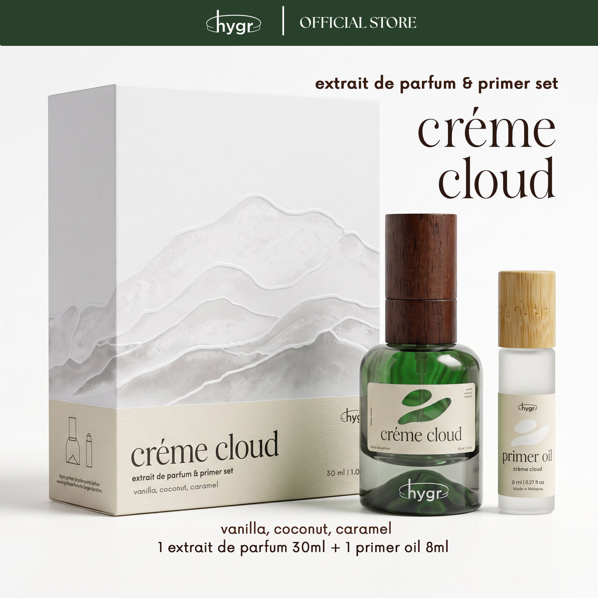 HYGR [All] Perfume 30ml Extrait de Parfum & Primer (Zen, Bayu, Creme Cloud)