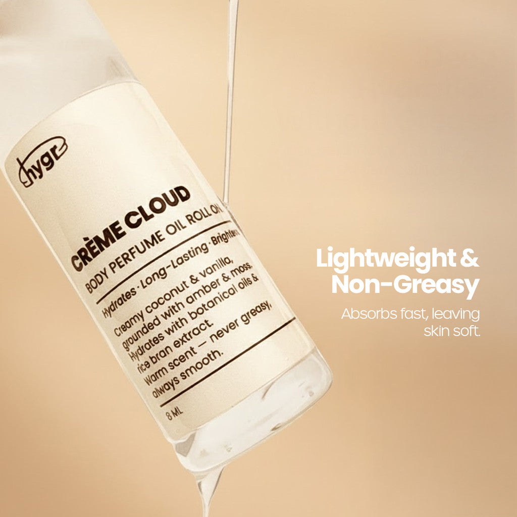 HYGR Body Oil 95ml & Roll-On 8ml | Hydration Smoothen Skin Brighten Skin Lotion Scented Oil