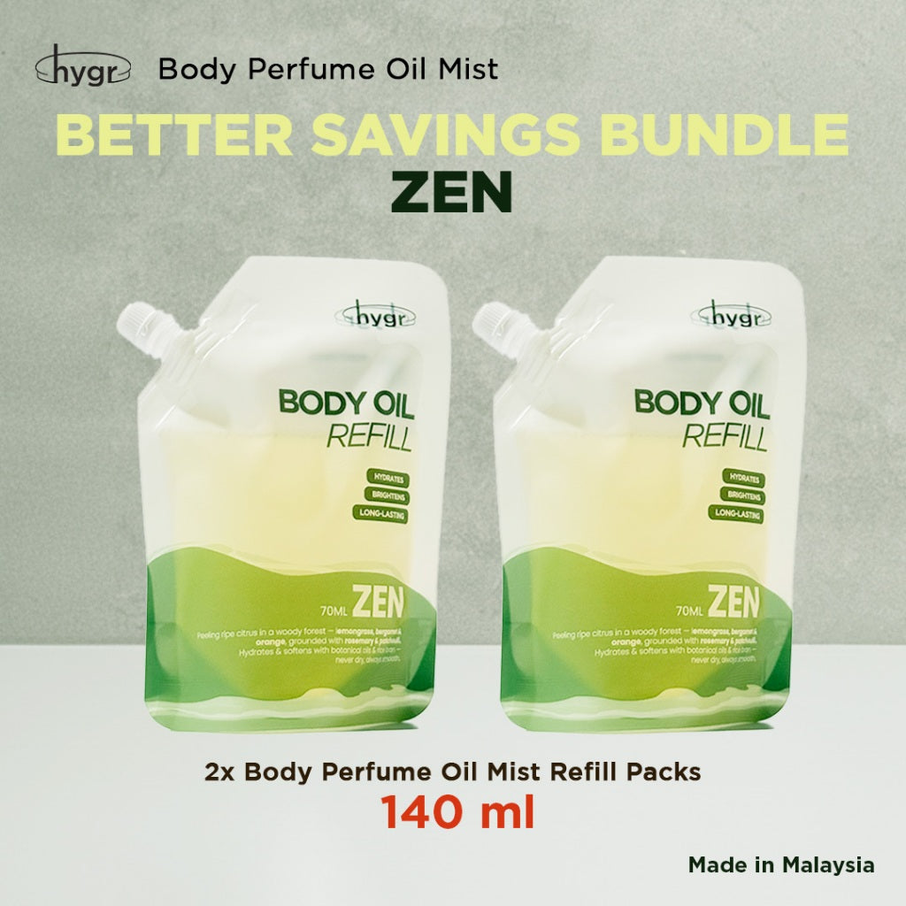 HYGR Body Oil 95ml & Roll-On 8ml | Hydration Smoothen Skin Brighten Skin Lotion Scented Oil