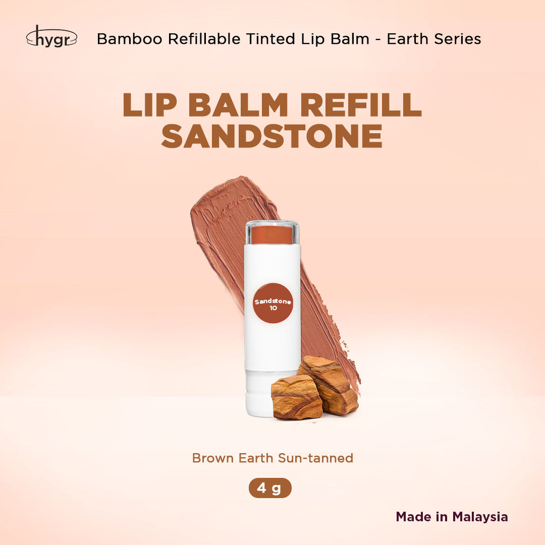 HYGR Bamboo Refillable Natural Tinted Lip Balm Hyaluronic Acid - Earth Series