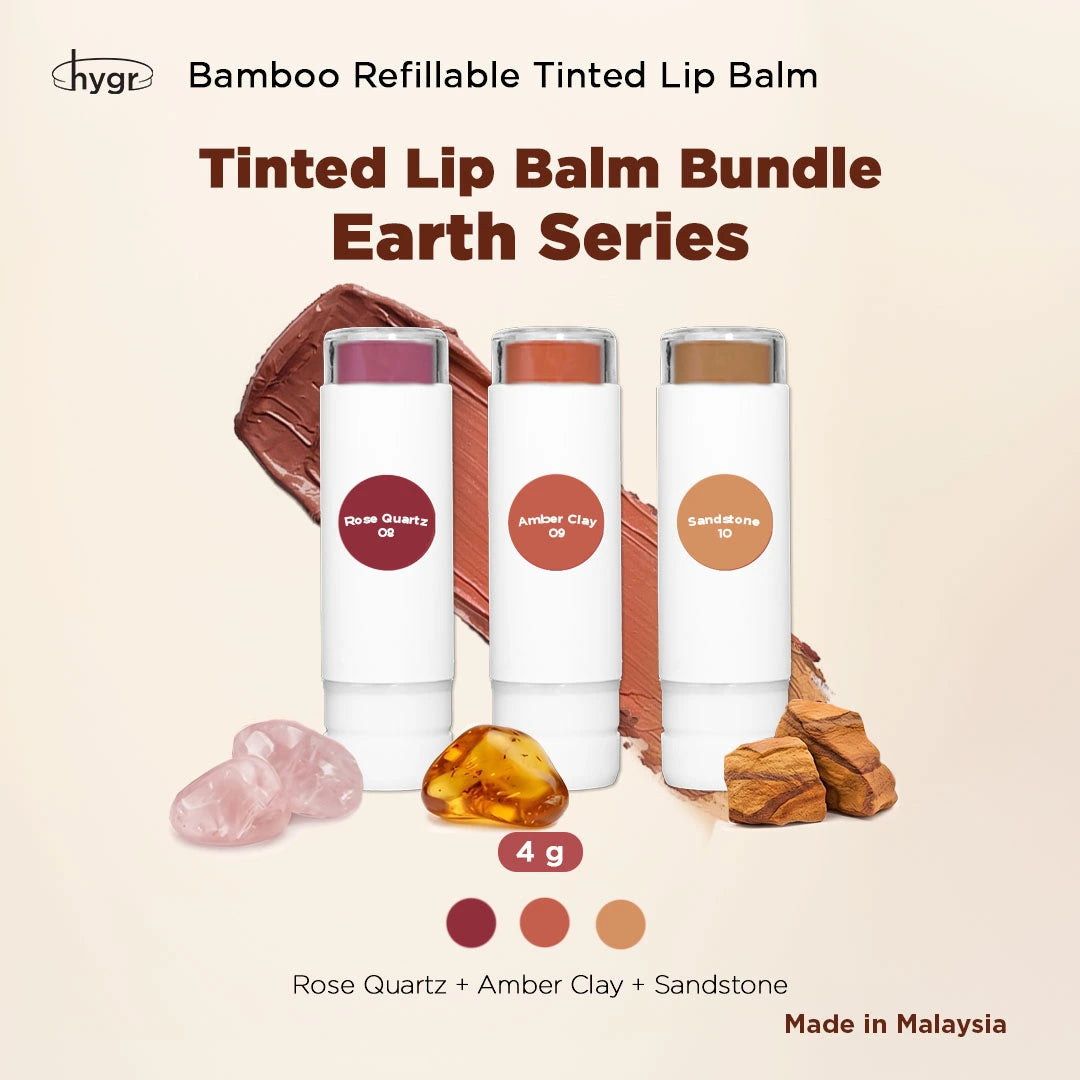 HYGR Bamboo Refillable Natural Tinted Lip Balm Hyaluronic Acid - Earth Series