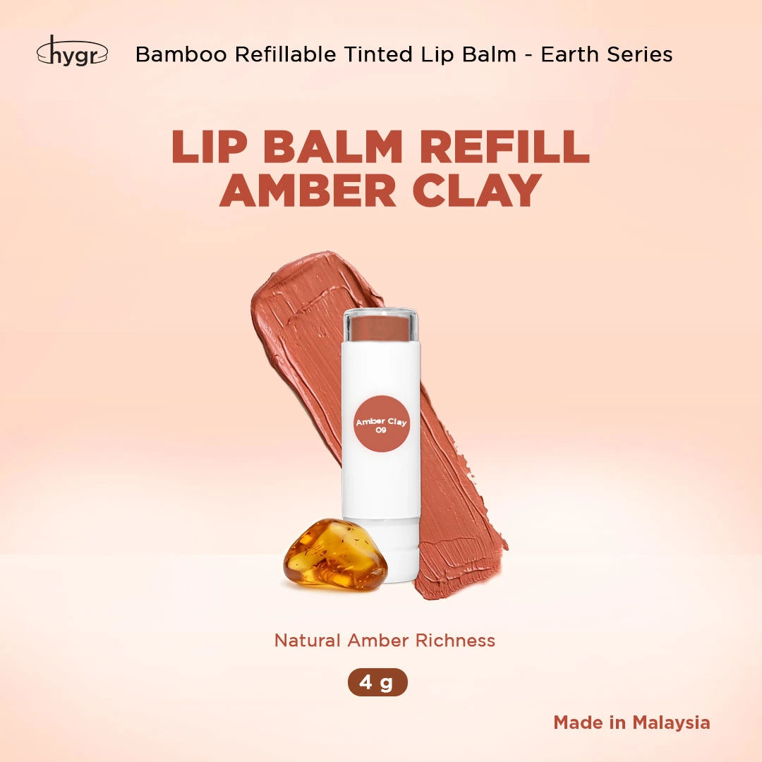 HYGR Bamboo Refillable Natural Tinted Lip Balm Hyaluronic Acid - Earth Series