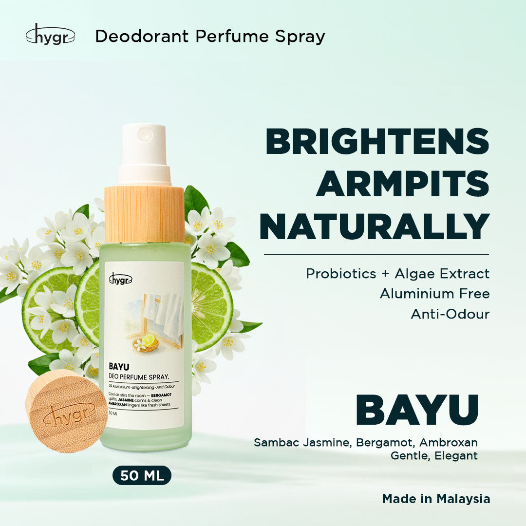 HYGR Natural Refillable Deodorant Spray Perfume｜Long-Lasting Odour Control｜Gentle on Skin｜Fresh, Clean Daily Body Scent