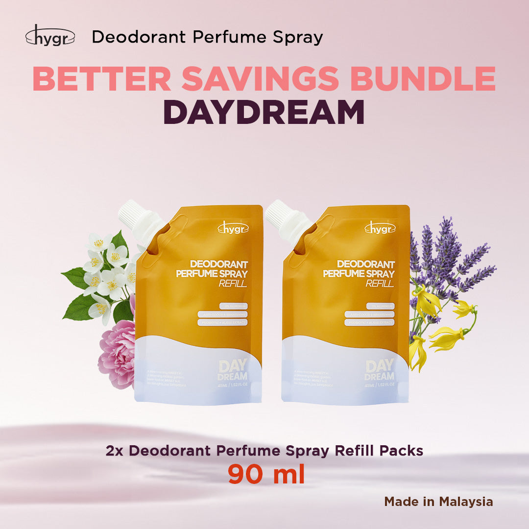 HYGR Natural Refillable Deodorant Spray Perfume｜Long-Lasting Odour Control｜Gentle on Skin｜Fresh, Clean Daily Body Scent