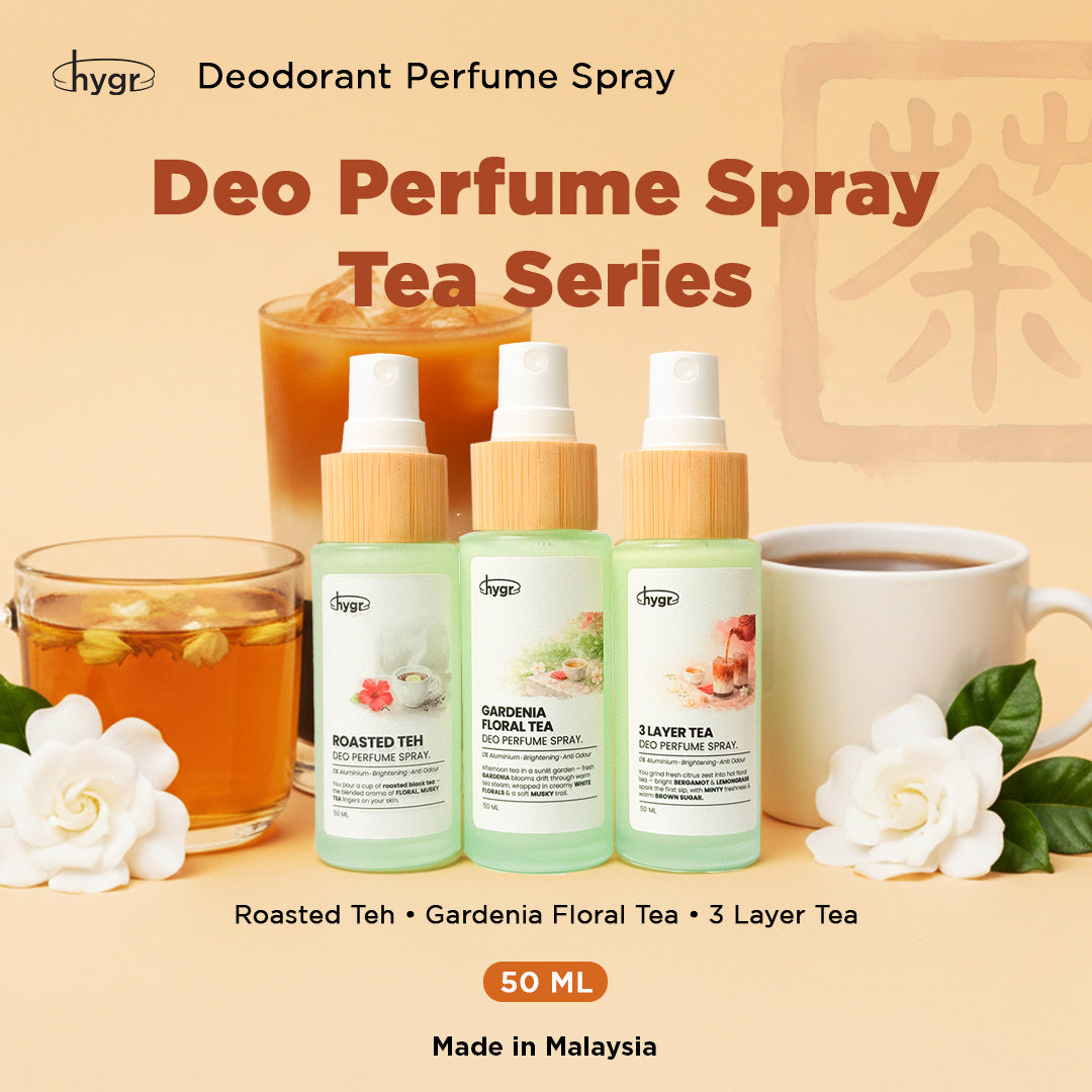 [TEA-RIFFIC series] HYGR Natural Refillable Deodorant Spray Perfume | Long-Lasting Odour Control Fresh