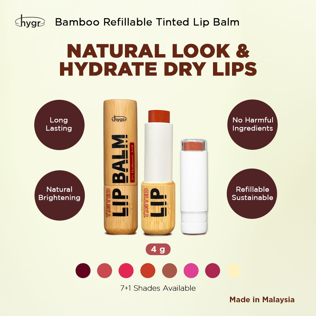 [ALL] Bamboo Refillable Natural Tinted Lip Balm + 2 % Hyaluronic Acid