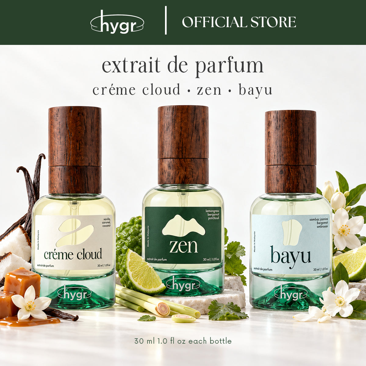 HYGR [All] Perfume 30ml Extrait de Parfum & Primer (Zen, Bayu, Creme Cloud)