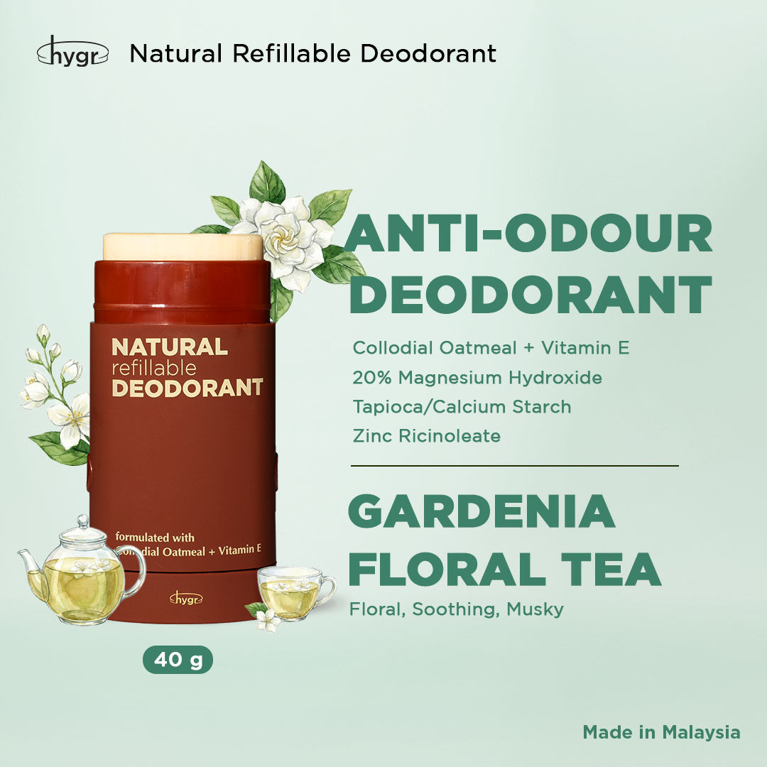 [TEA-RIFFIC series] Natural Refillable Deodorant 40g | Long-Lasting Odour Control Fresh