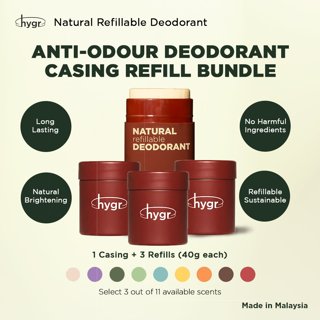 3x Natural Refillable Deodorant HYGR Bundle