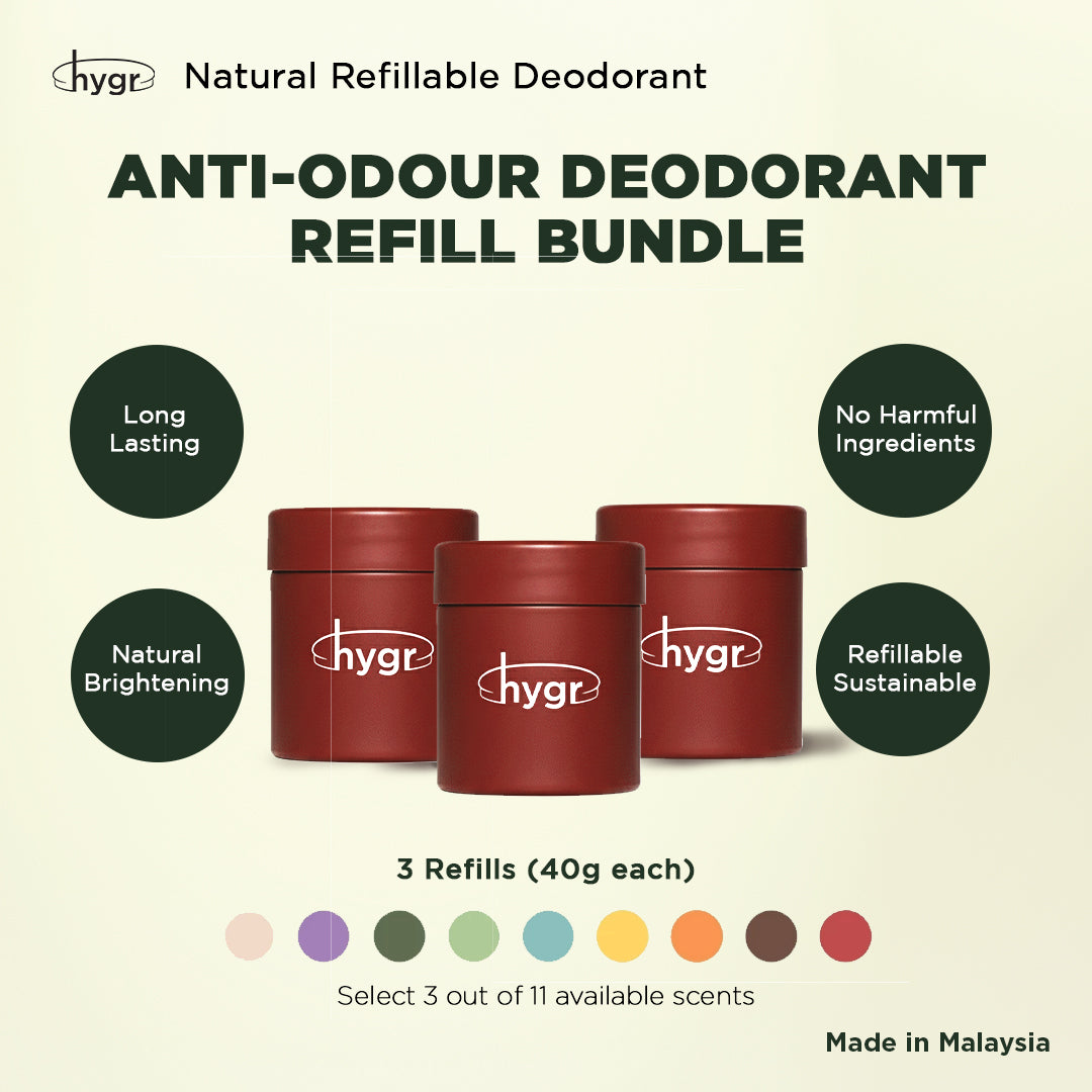 (Refill Tubs) 3x Natural Refillable Deodorant HYGR Bundle