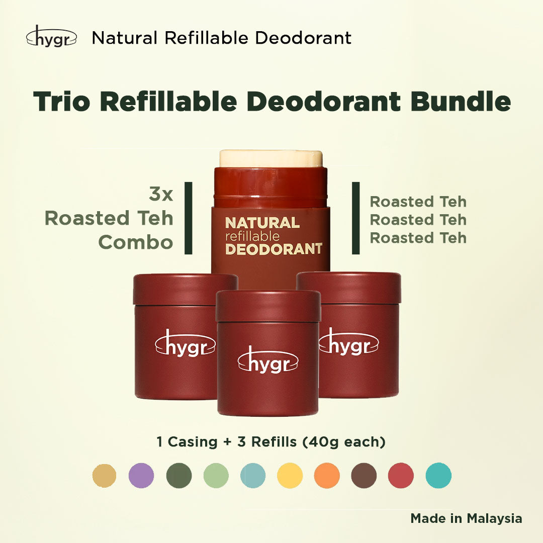 HYGR 3x 40g Natural Deodorants Refill Tubs Bundle Pewangi Ketiak Bahan Semula Jadi Tahan Lama