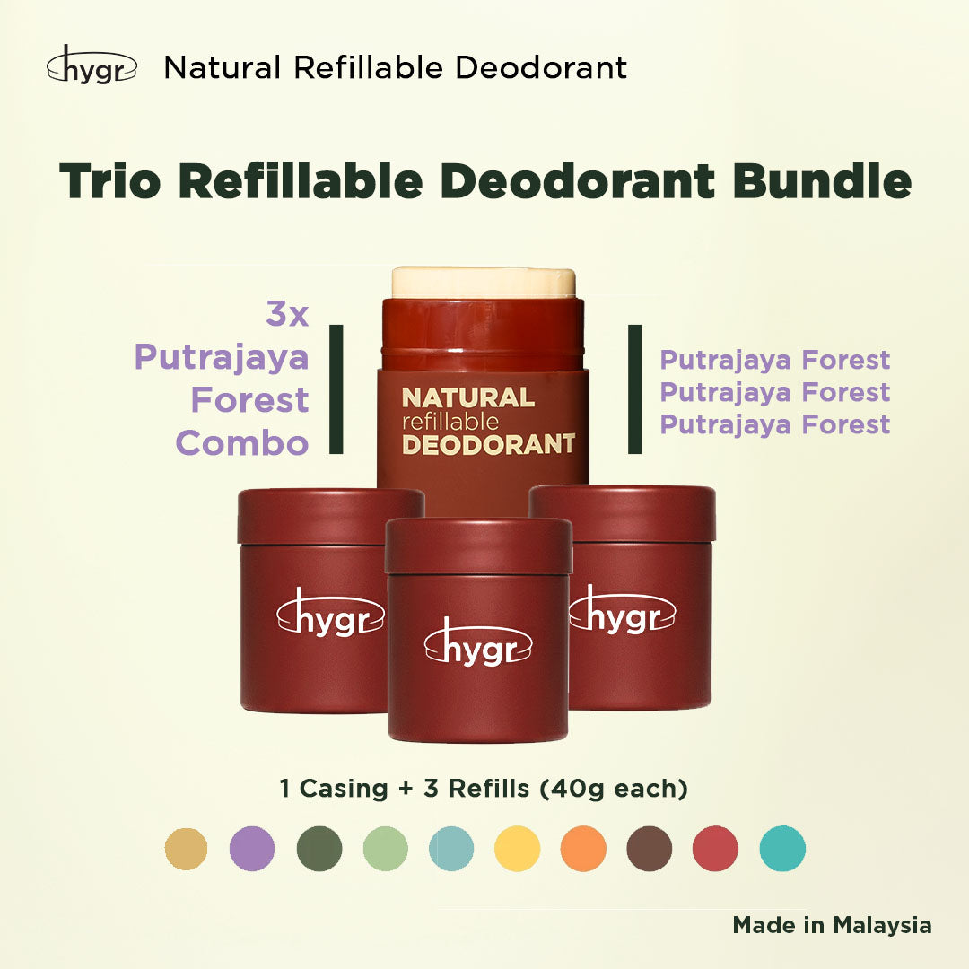 HYGR 3x 40g Natural Deodorants Refill Tubs Bundle Pewangi Ketiak Bahan Semula Jadi Tahan Lama