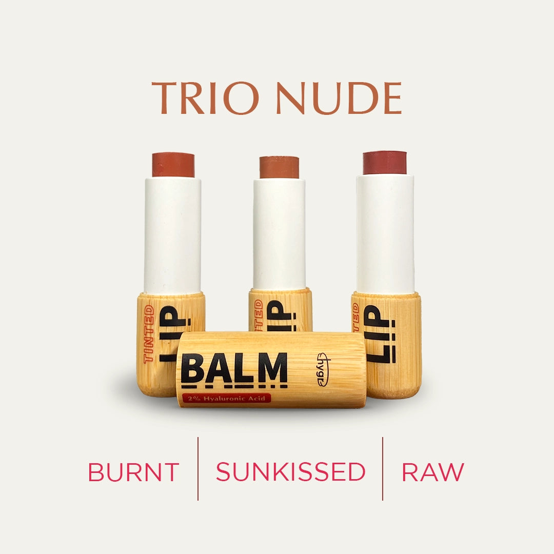 Trio Nude Bamboo Refillable Natural Tinted Lip Balm Bundle