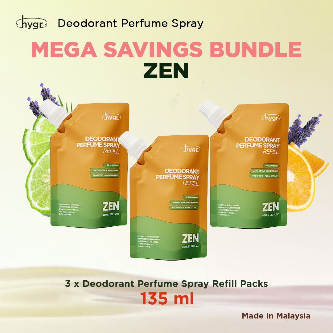 HYGR Natural Refillable Deodorant Spray Perfume｜Long-Lasting Odour Control｜Gentle on Skin｜Fresh, Clean Daily Body Scent