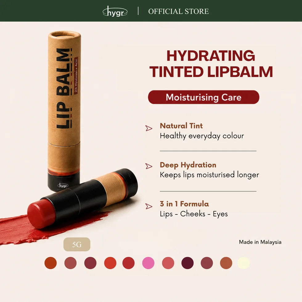 HYGR Paper Tinted Lip Balm 5g - hydrating paper tinted lip balm, 3-in-1 lips, cheeks and eyes