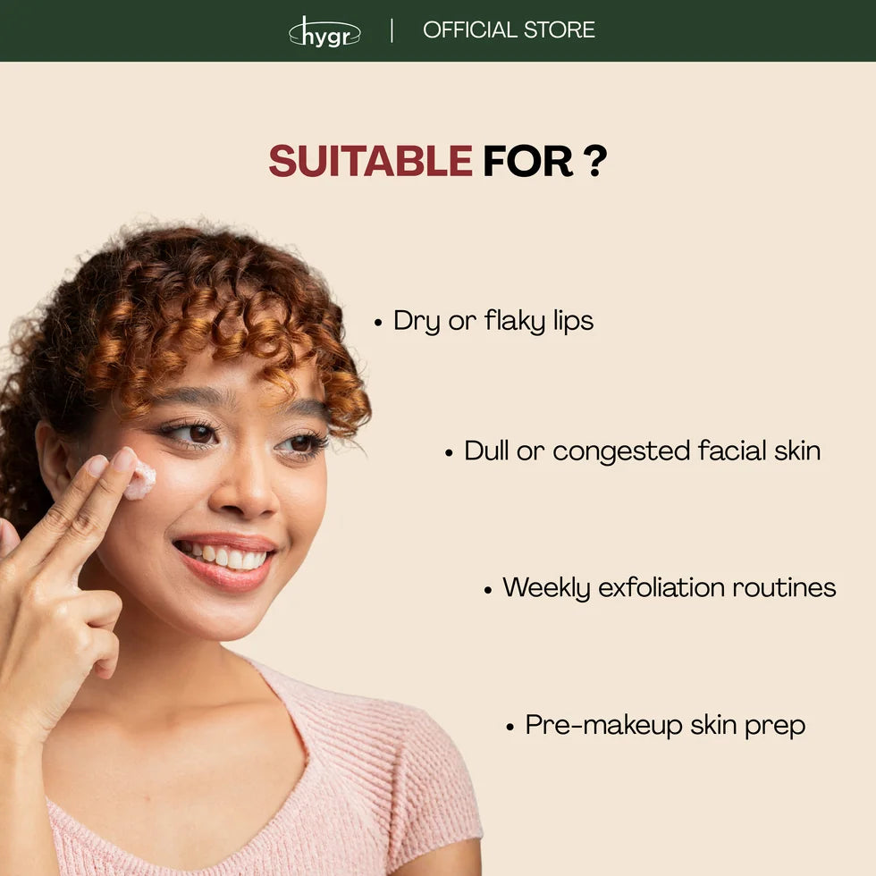 HYGR Beets & Berry Lips & Face Scrub 30g - suitable for dry or flaky lips, dull skin and pre-makeup prep
