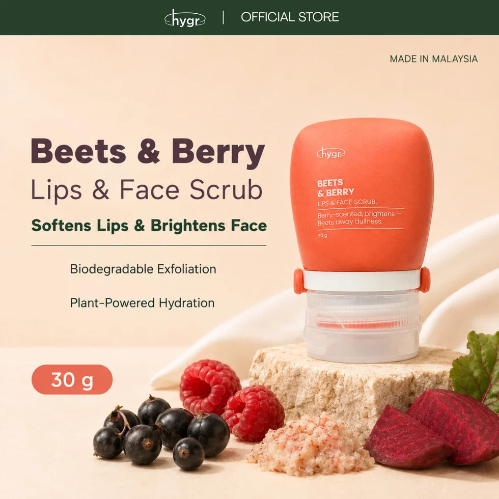 HYGR Beets & Berry Lip & Face Scrub 30g - Beets & Berry scrub 30g with fresh berries