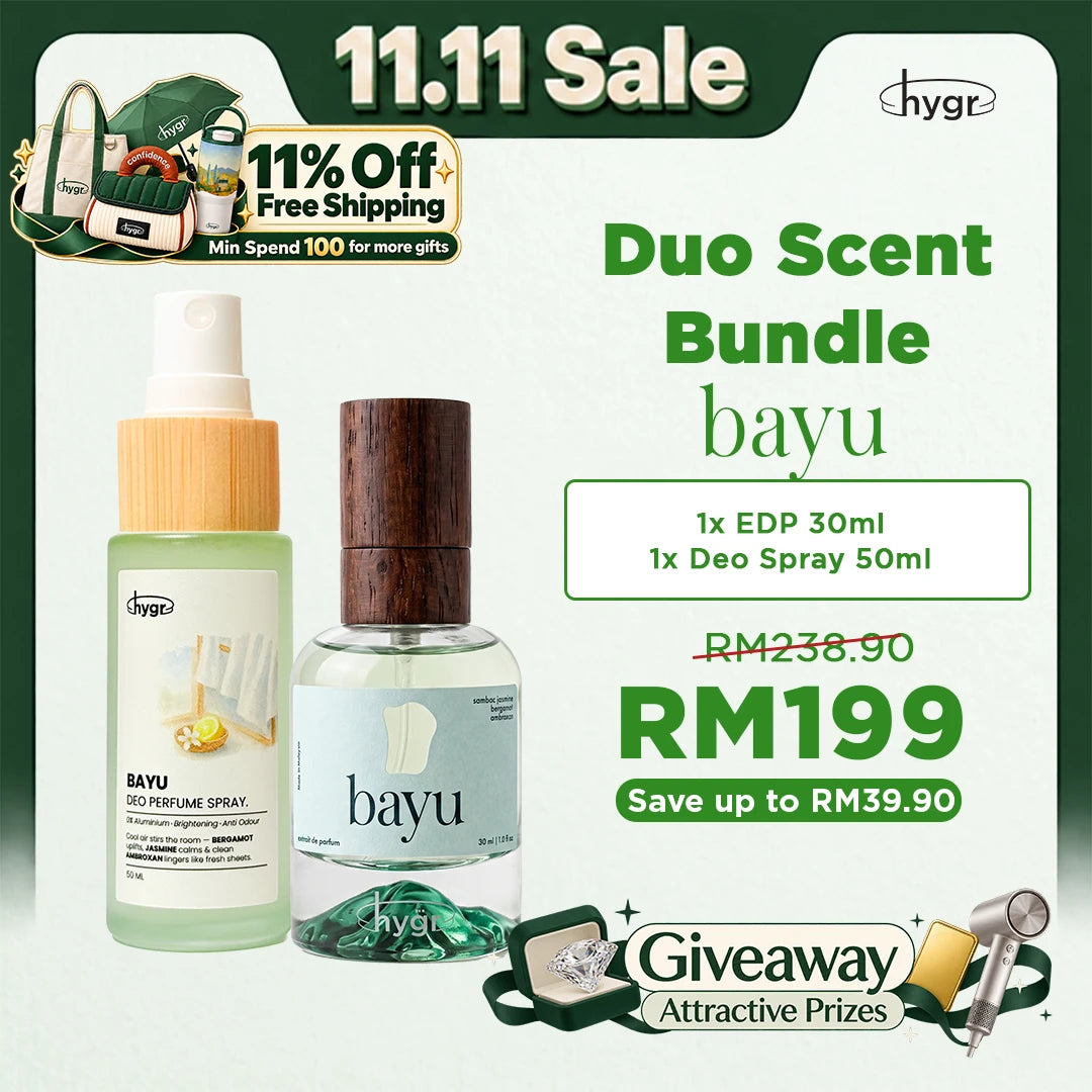 [11.11 Sale] HYGR Scent Duo: Perfume 30ml Extrait de Parfum + Deodorant Spray Perfume 50ml (Matching Scent)