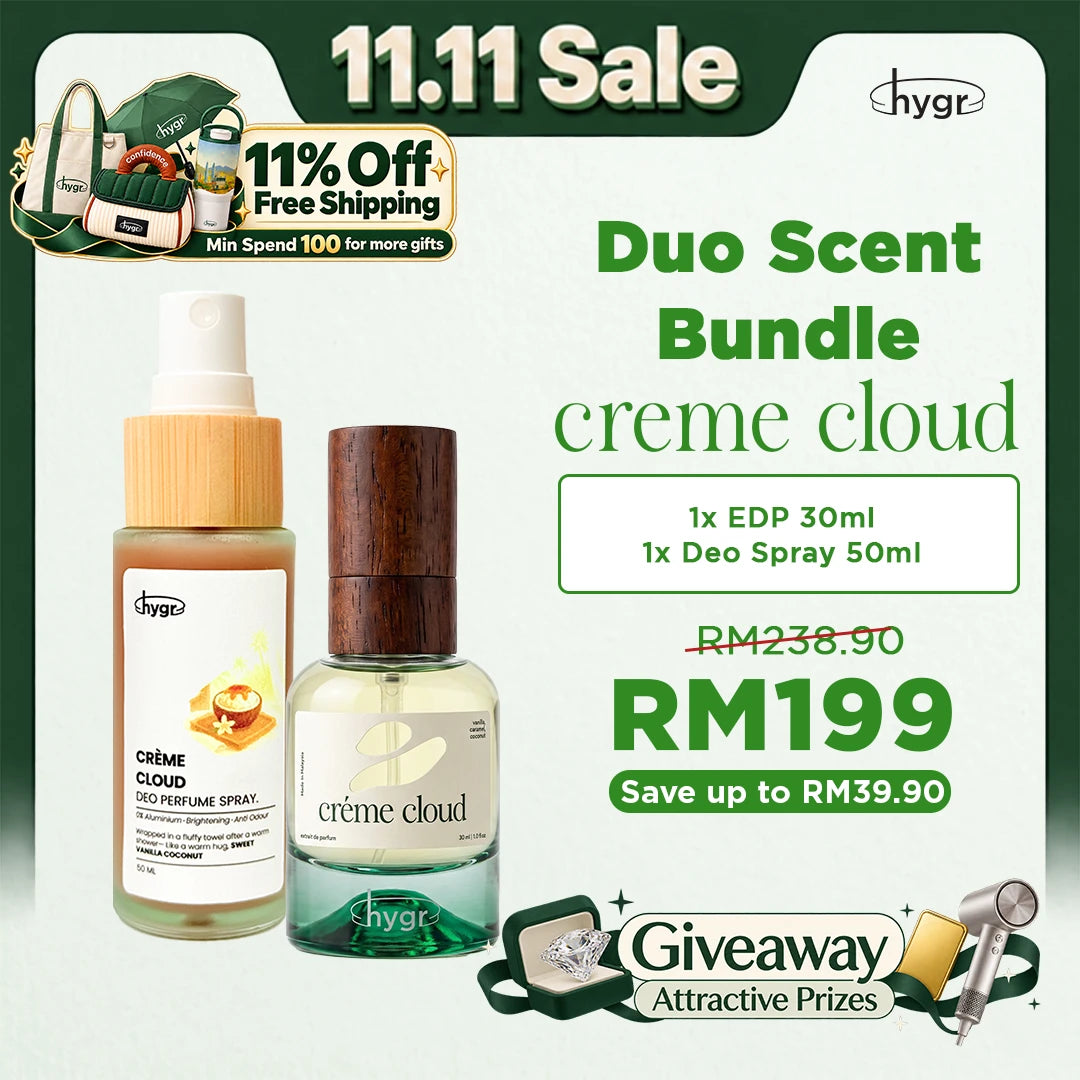 [11.11 Sale] HYGR Scent Duo: Perfume 30ml Extrait de Parfum + Deodorant Spray Perfume 50ml (Matching Scent)