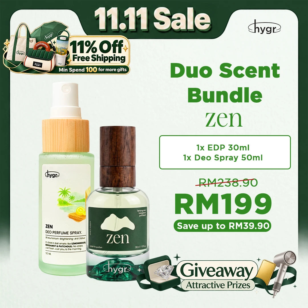 [11.11 Sale] HYGR Scent Duo: Perfume 30ml Extrait de Parfum + Deodorant Spray Perfume 50ml (Matching Scent)