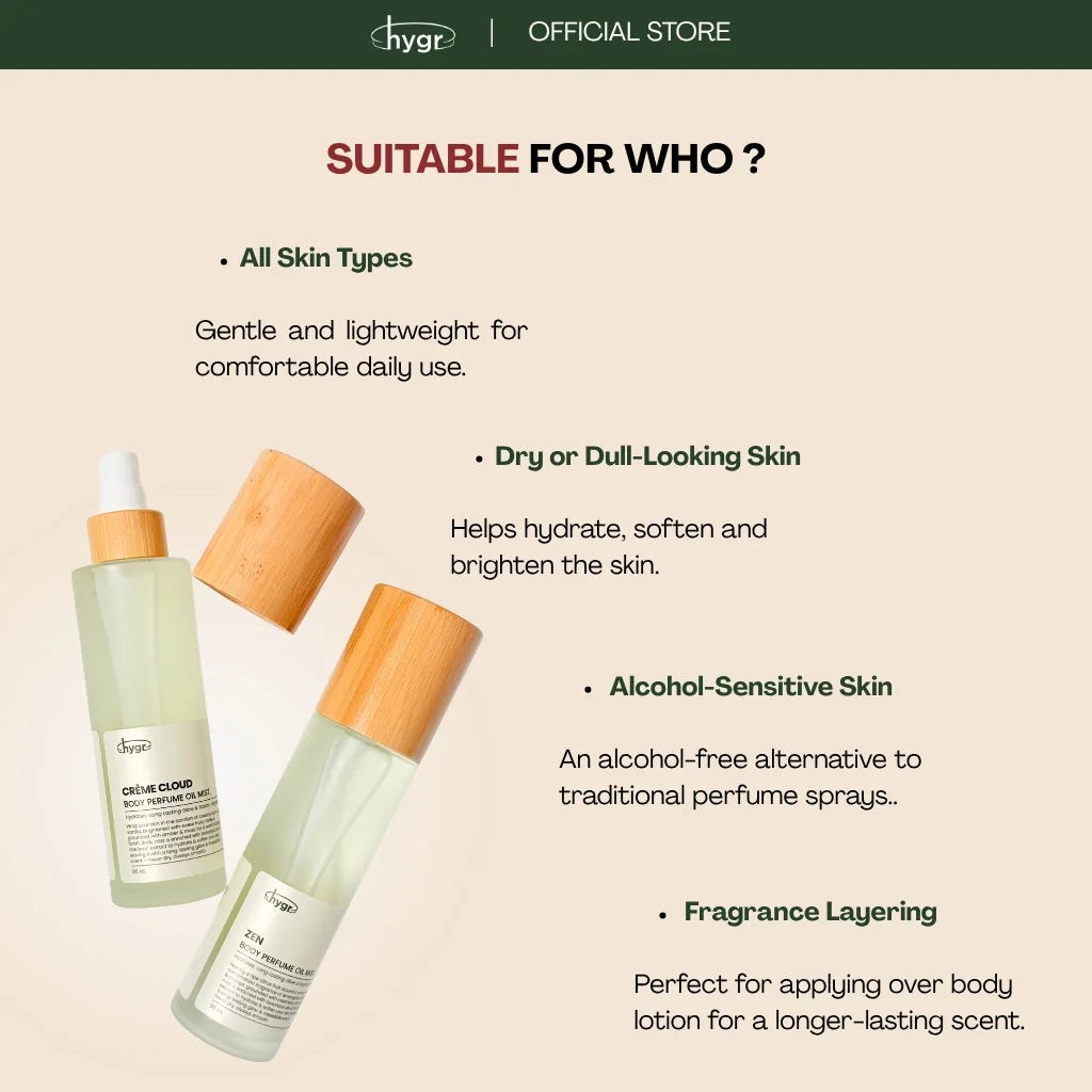 HYGR Body Oil 95ml & Roll-On 8ml - suitable for all skin types, dry skin and fragrance layering