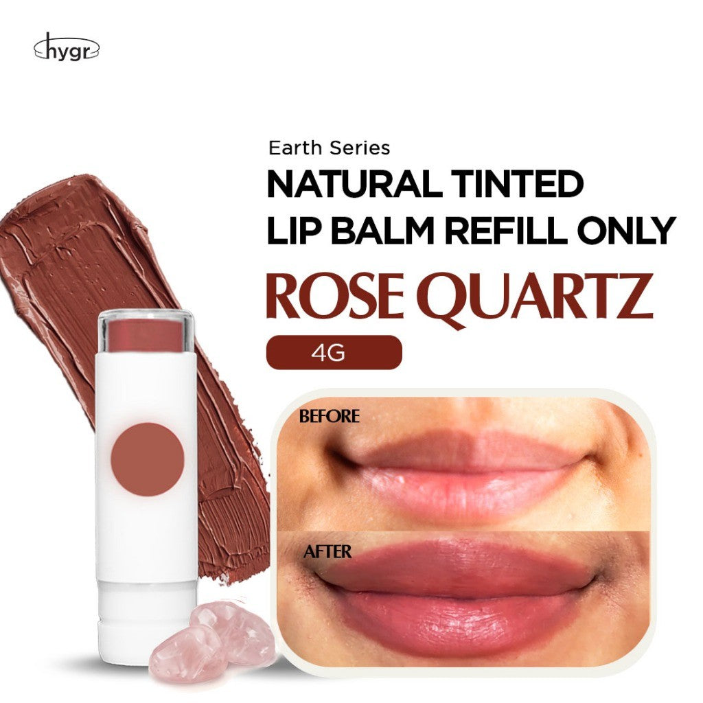 HYGR Bamboo Refillable Natural Tinted Lip Balm - Rose Quartz