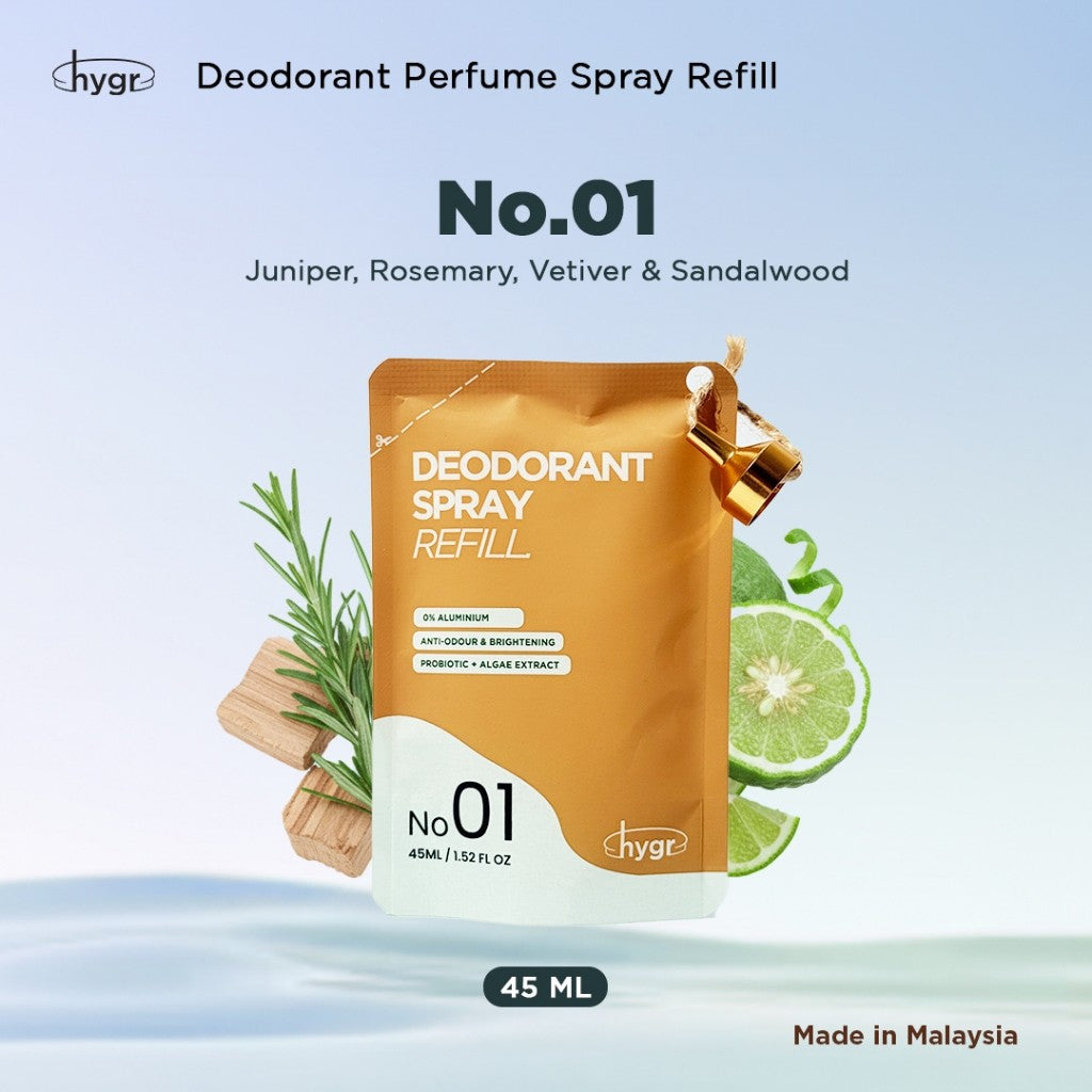 HYGR Deo Spray & Roll-On Refill Packs｜Long-Lasting Odour Control｜Gentle on Skin｜Fresh, Clean Daily Body Scent