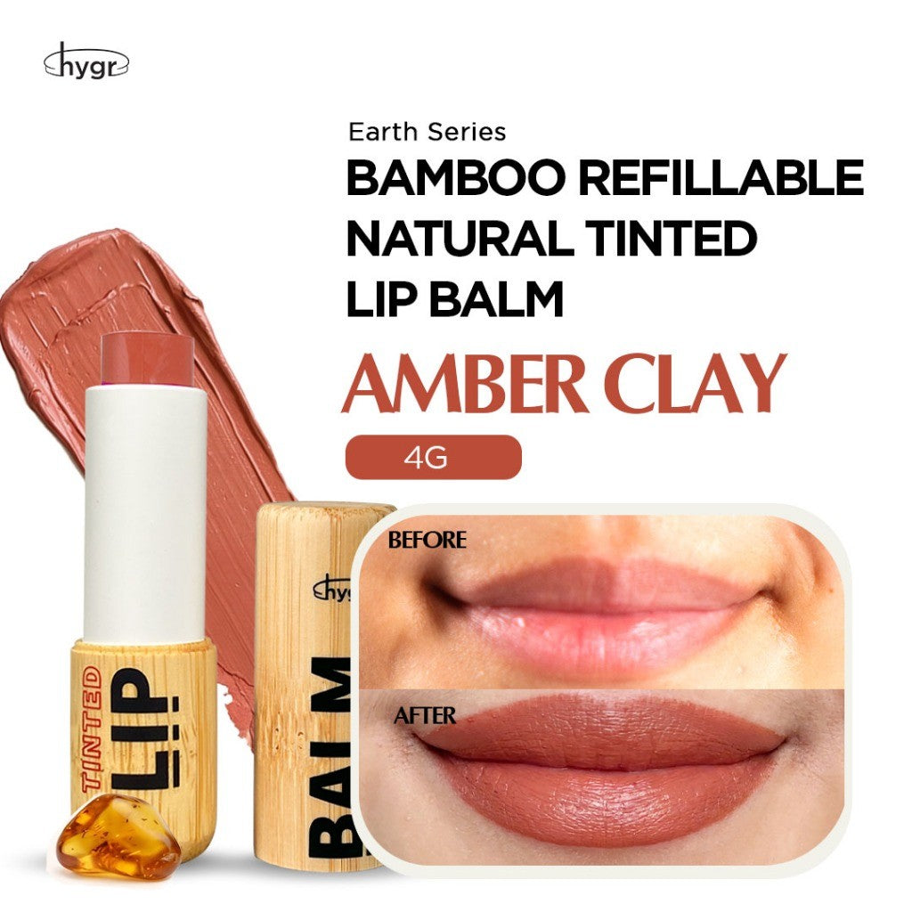 HYGR Bamboo Refillable Natural Tinted Lip Balm - Amber Clay