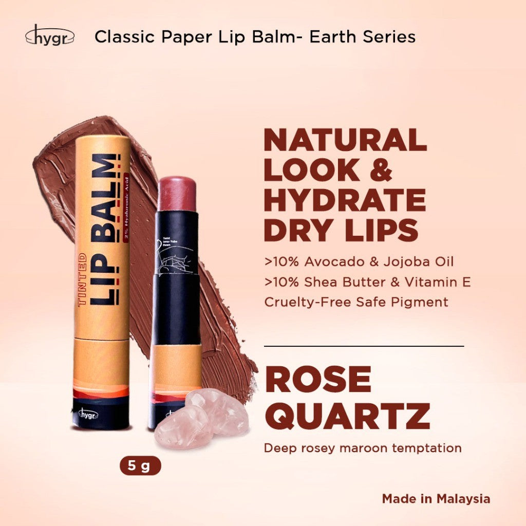 HYGR Natural Tinted Lip Balm - Rose Quartz
