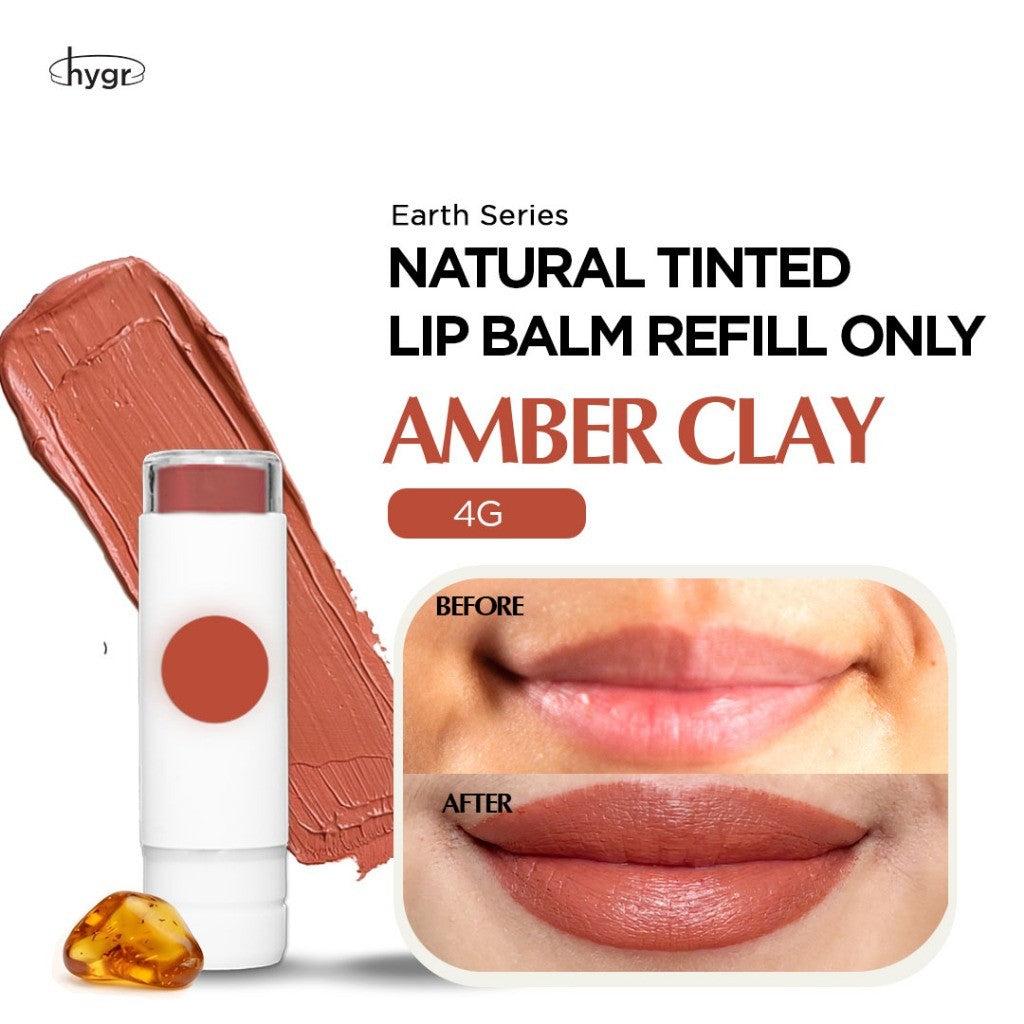 HYGR Bamboo Refillable Natural Tinted Lip Balm - Amber Clay