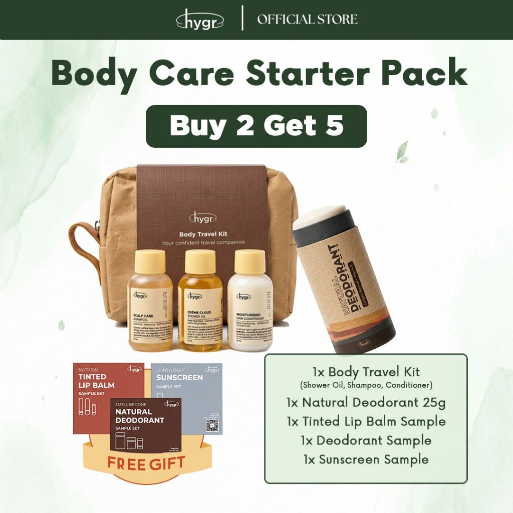 [Starter Pack] HYGR Body Care Bundle | Hair & Body Travel Set + Full Size Deo/Lip Balm/Sunscreen/Perfume | Buy 2 Get 5!